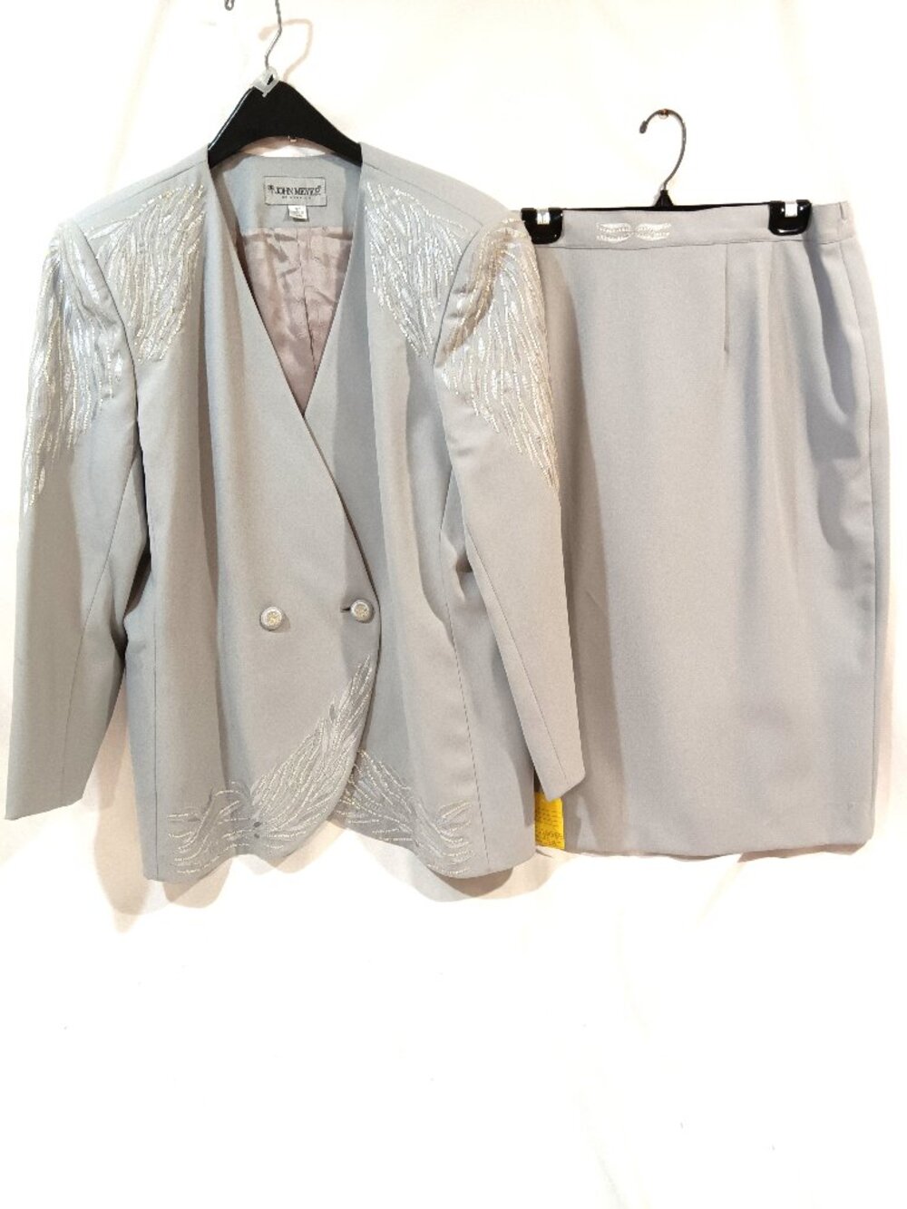 John Meyer of Norwick Skirt Suit Size 18W Vintage Women 2 Piece Outfit Gray
